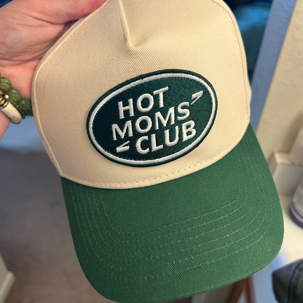 Beige and Green Hot Moms Club Cap